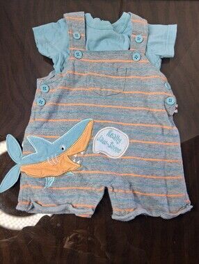 Dapper Dude 2pc Shark Overall Set 12m